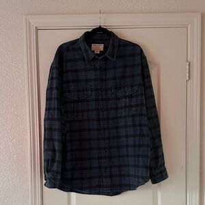 Filson Men's Dark Blue Plaid Casual Shirt